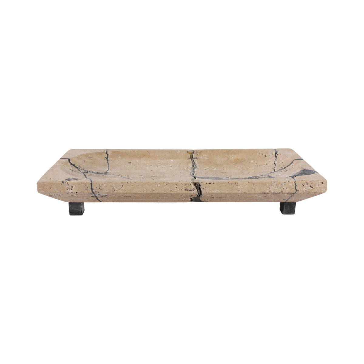 18" Gorda Crackle Travertine Tray Table Decors| Sagebrook Home