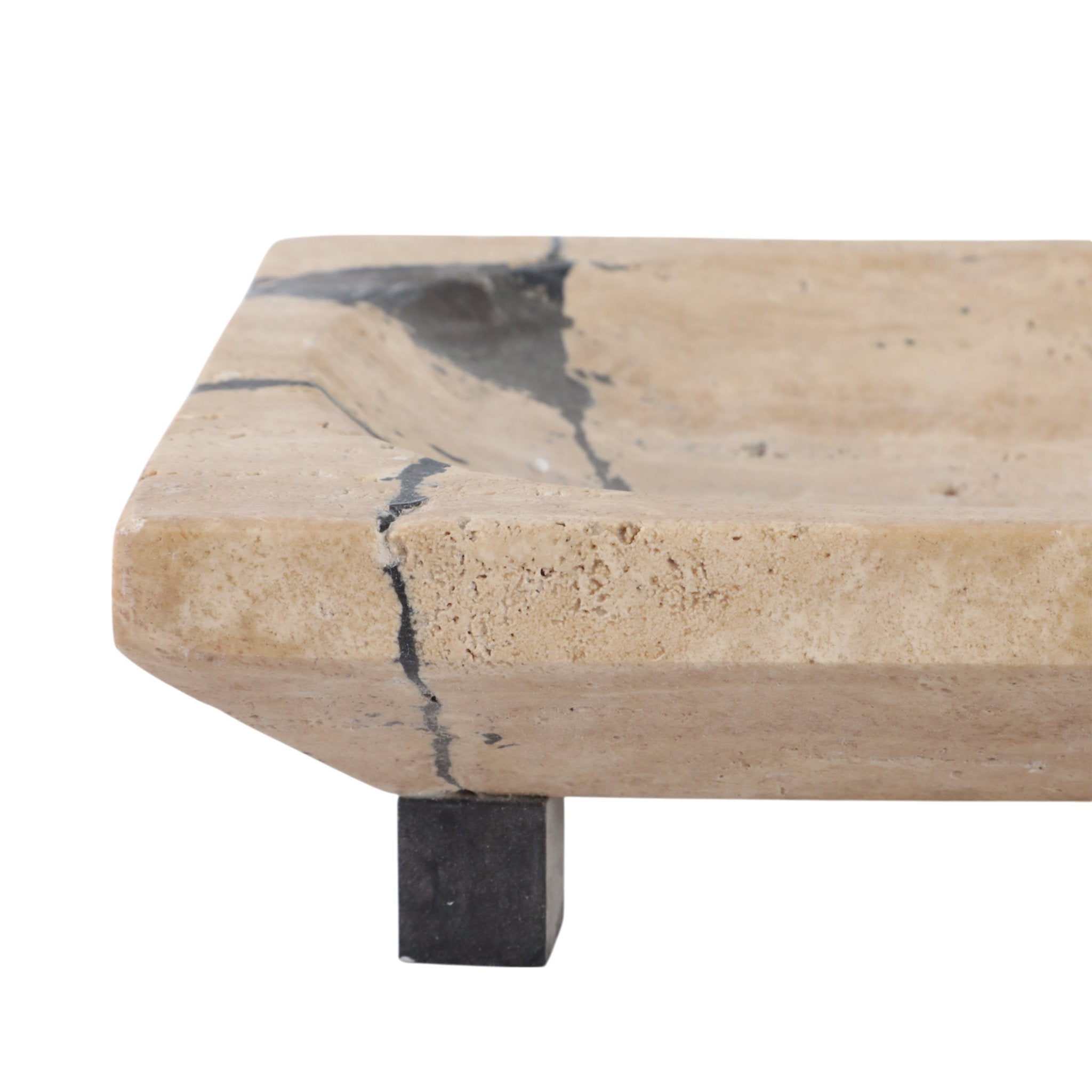 18" Gorda Crackle Travertine Tray Table Decors| Sagebrook Home