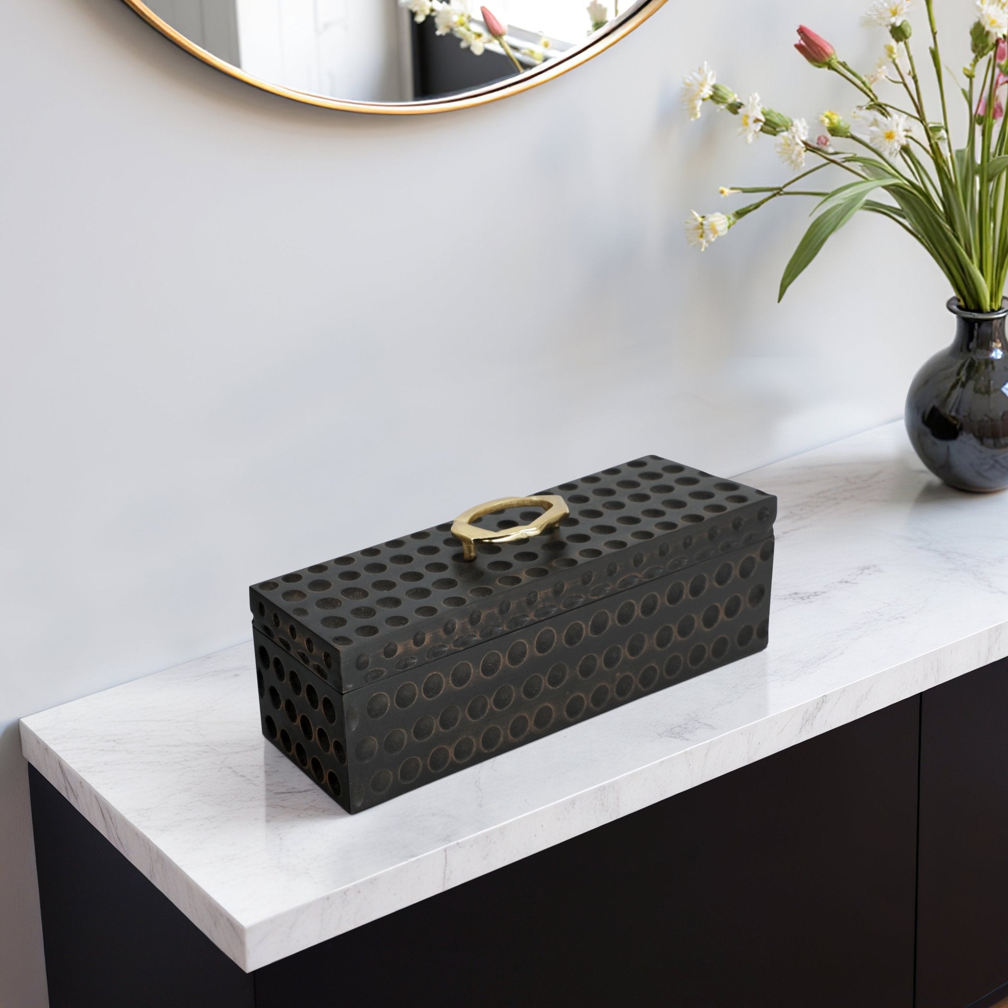 18" Griffon Black Wood Box Table Decors| Sagebrook Home