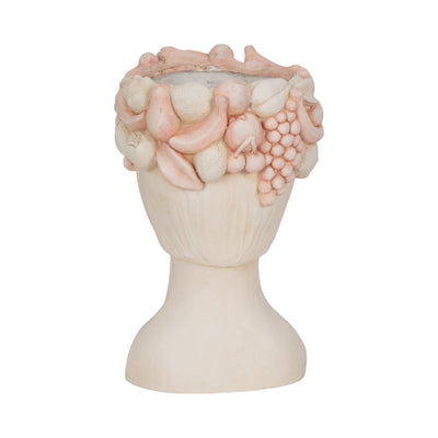 18" Lady With Flower Crown Planter, White/pink - Al Rugaib Furniture