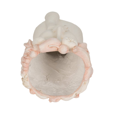 18" Lady With Flower Crown Planter, White/pink - Al Rugaib Furniture