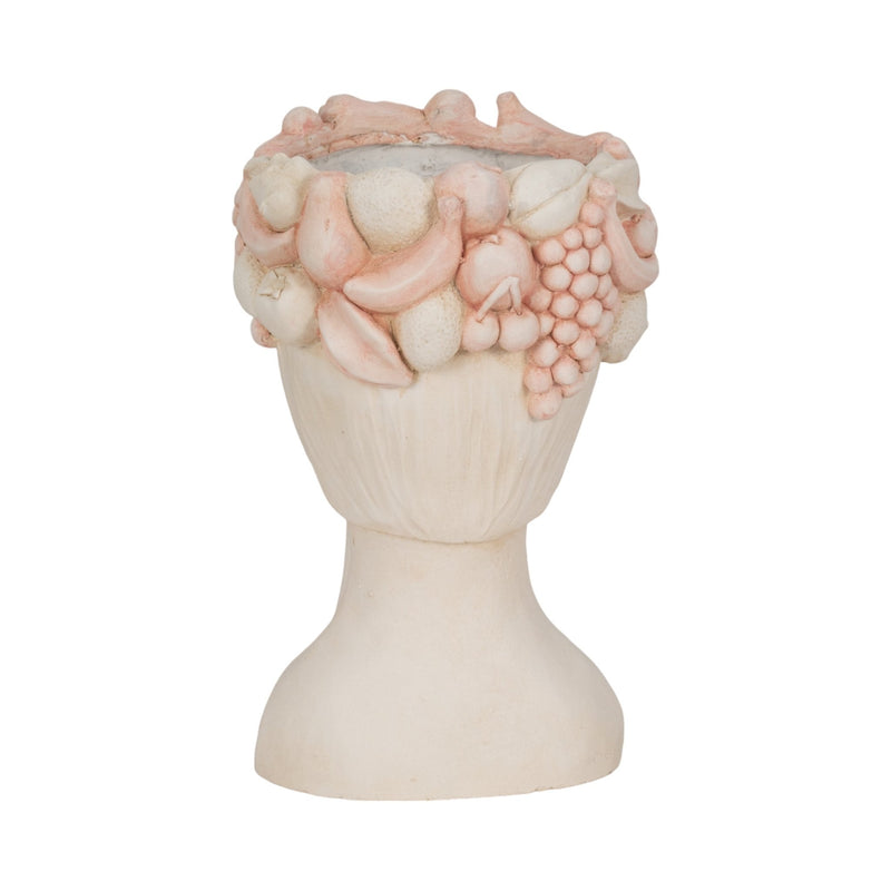 18" Lady With Flower Crown Planter, White/pink - Al Rugaib Furniture