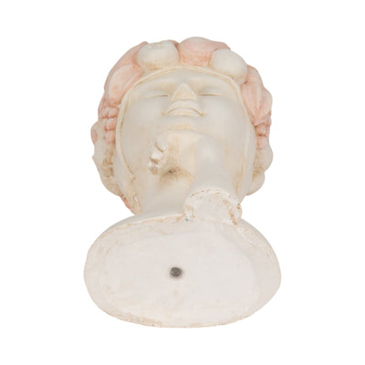 18" Lady With Flower Crown Planter, White/pink - Al Rugaib Furniture