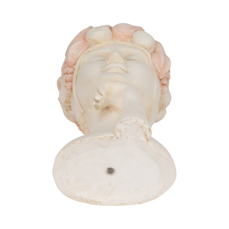 18" Lady With Flower Crown Planter, White/pink - Al Rugaib Furniture