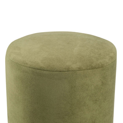 18" Modern Velvet Ottoman With Wood Base, Green - Al Rugaib Furniture