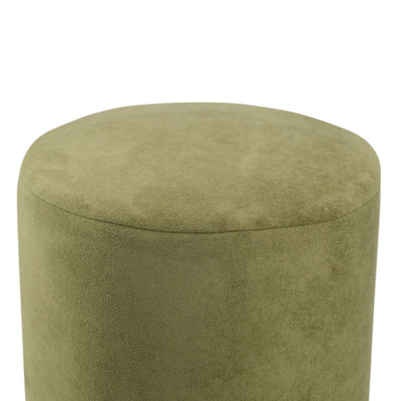 18" Modern Velvet Ottoman With Wood Base, Green - Al Rugaib Furniture