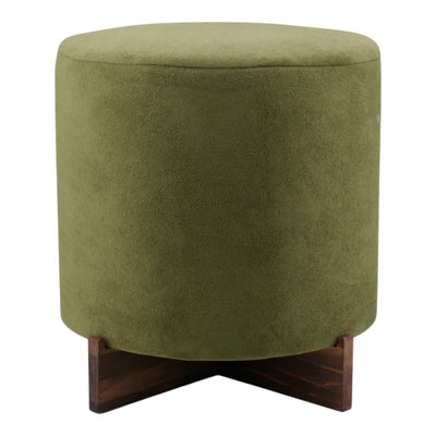 18" Modern Velvet Ottoman With Wood Base, Green - Al Rugaib Furniture