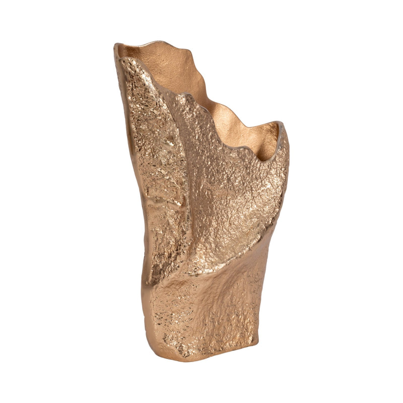 18" Organic Edge Metal Vase, Champagne - Al Rugaib Furniture