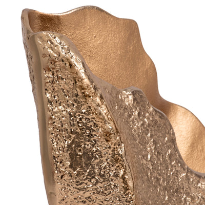 18" Organic Edge Metal Vase, Champagne - Al Rugaib Furniture