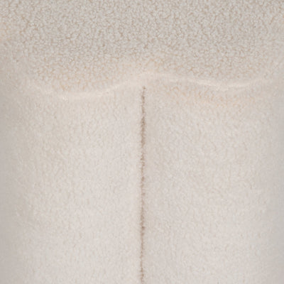 18" Petal Shaped Boucle Ottoman, White - Al Rugaib Furniture