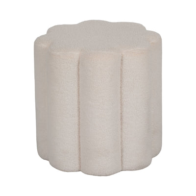 18" Petal Shaped Boucle Ottoman, White - Al Rugaib Furniture