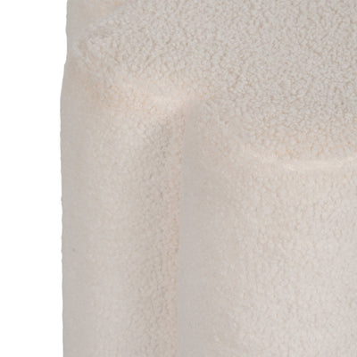 18" Petal Shaped Boucle Ottoman, White - Al Rugaib Furniture