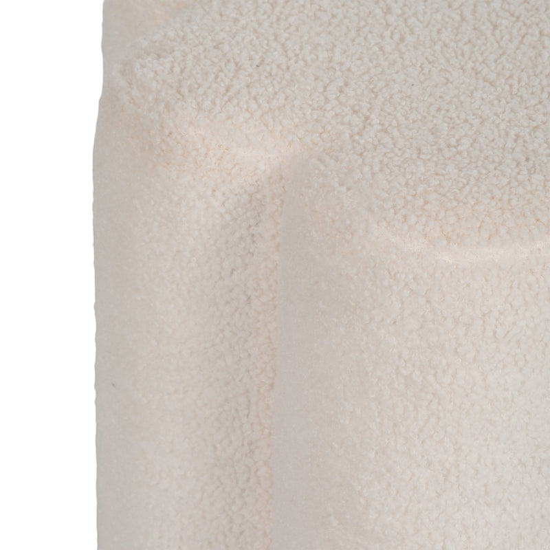 18" Petal Shaped Boucle Ottoman, White - Al Rugaib Furniture