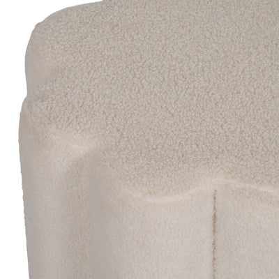 18" Petal Shaped Boucle Ottoman, White - Al Rugaib Furniture
