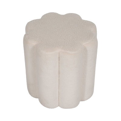 18" Petal Shaped Boucle Ottoman, White - Al Rugaib Furniture