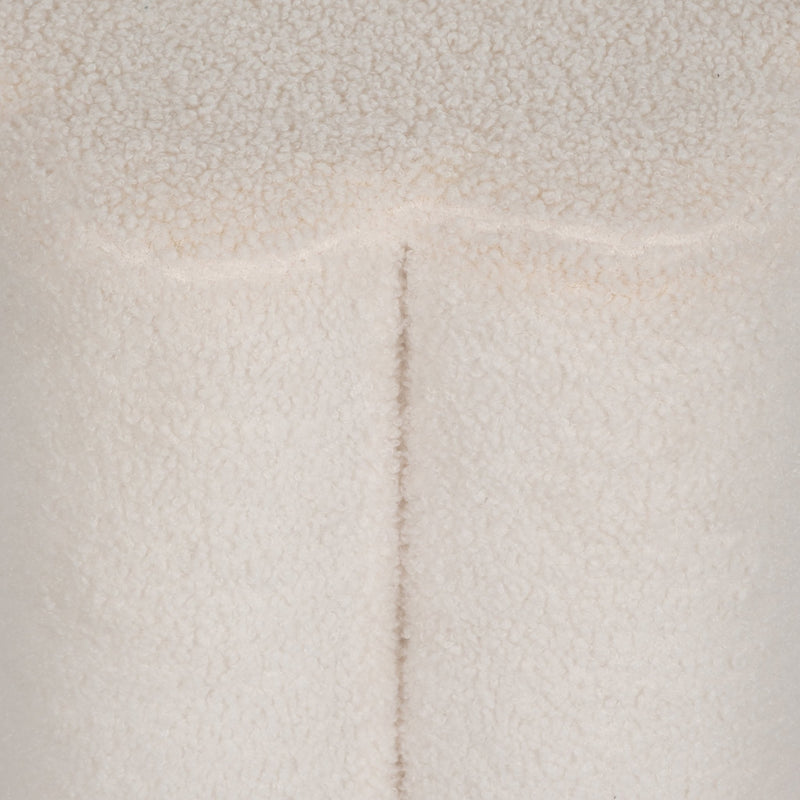 18" Petal Shaped Boucle Ottoman, White - Al Rugaib Furniture