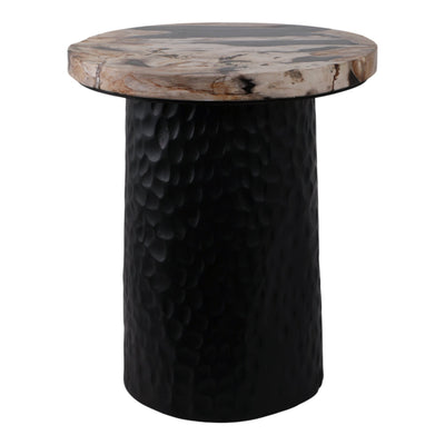 18" Petrified Wood Top Accent Table Dimple Base - Al Rugaib Furniture