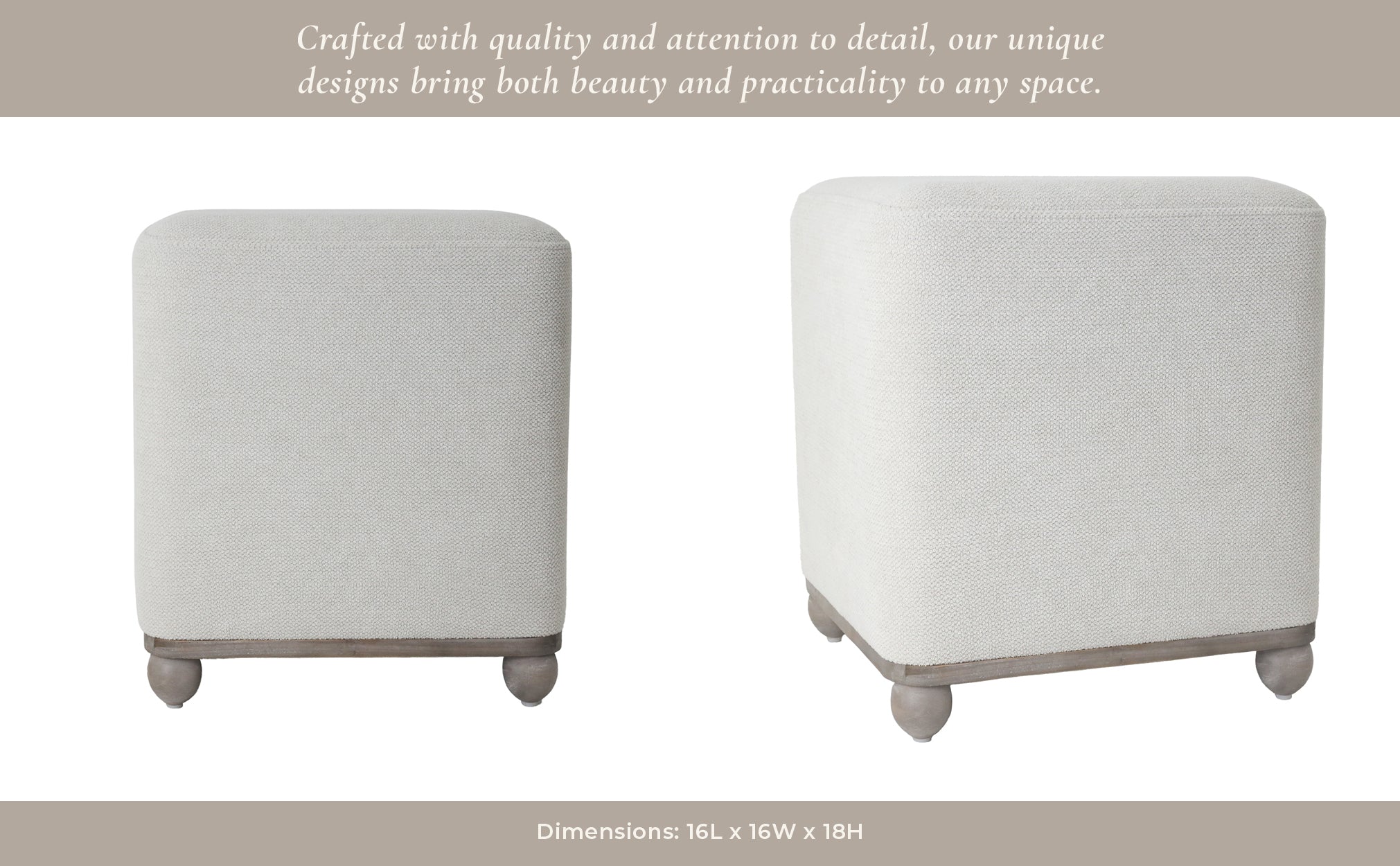18" Pharlain Square Stool With Wood Feet Stools| Sagebrook Home