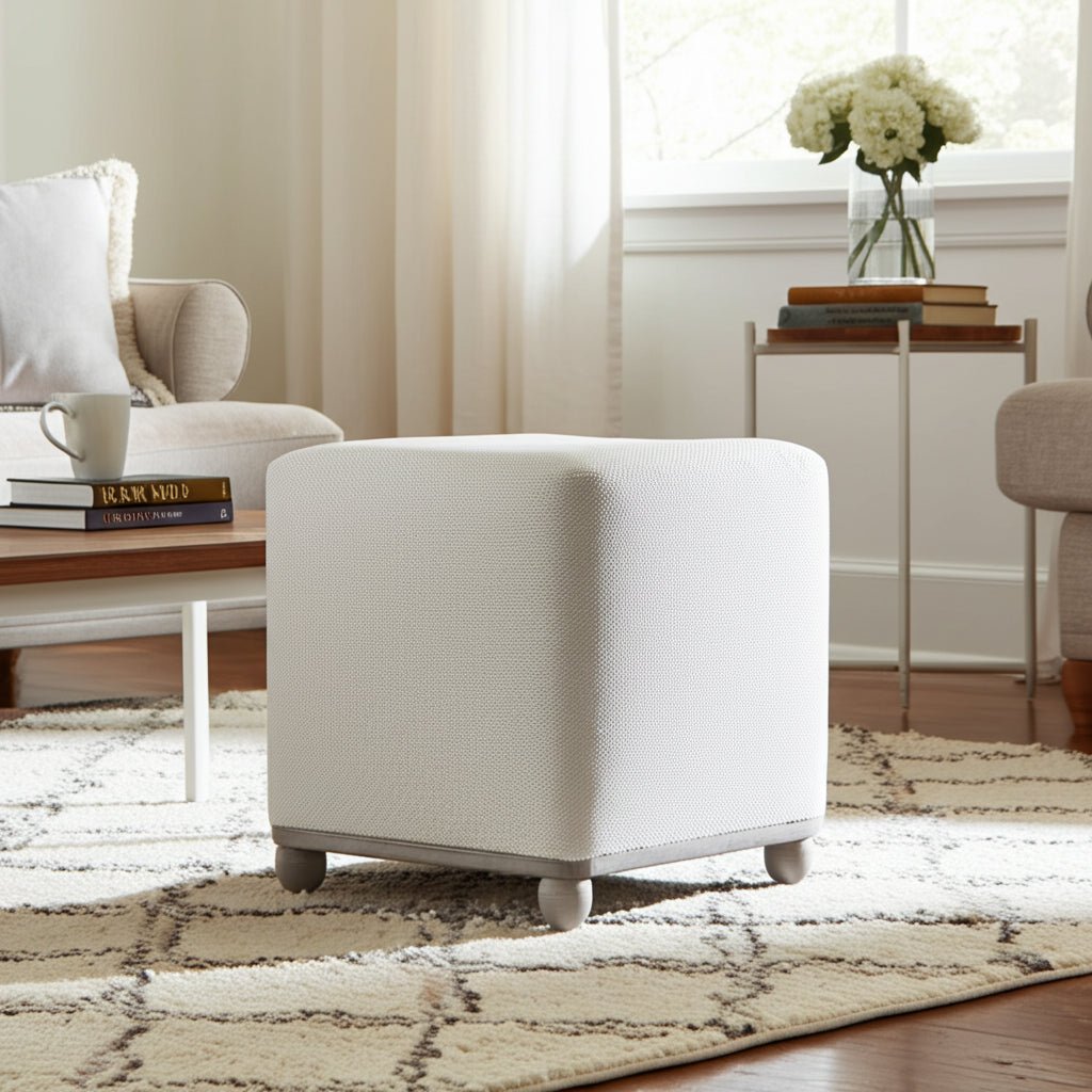 18" Pharlain Square Stool With Wood Feet Stools| Sagebrook Home