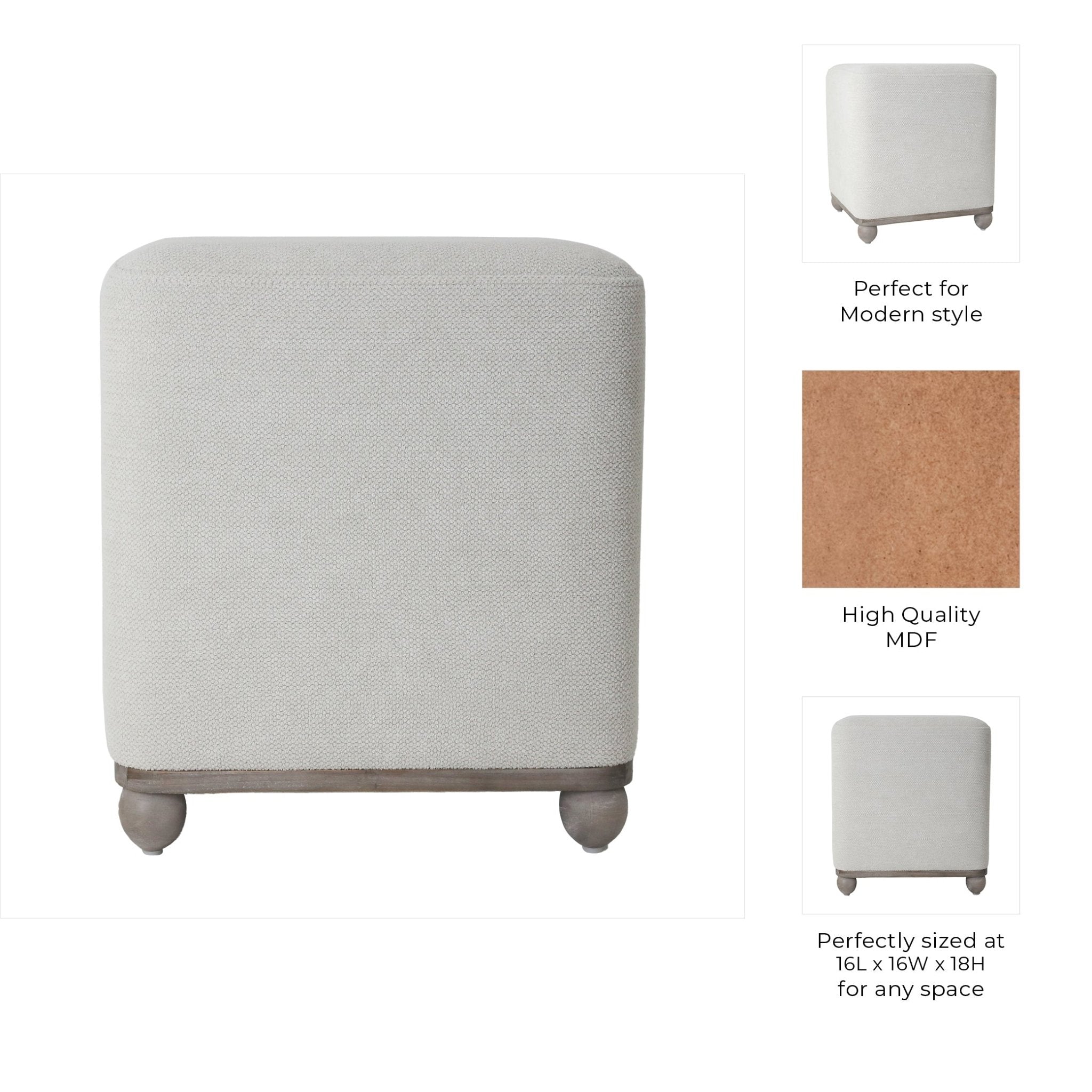 18" Pharlain Square Stool With Wood Feet Stools| Sagebrook Home