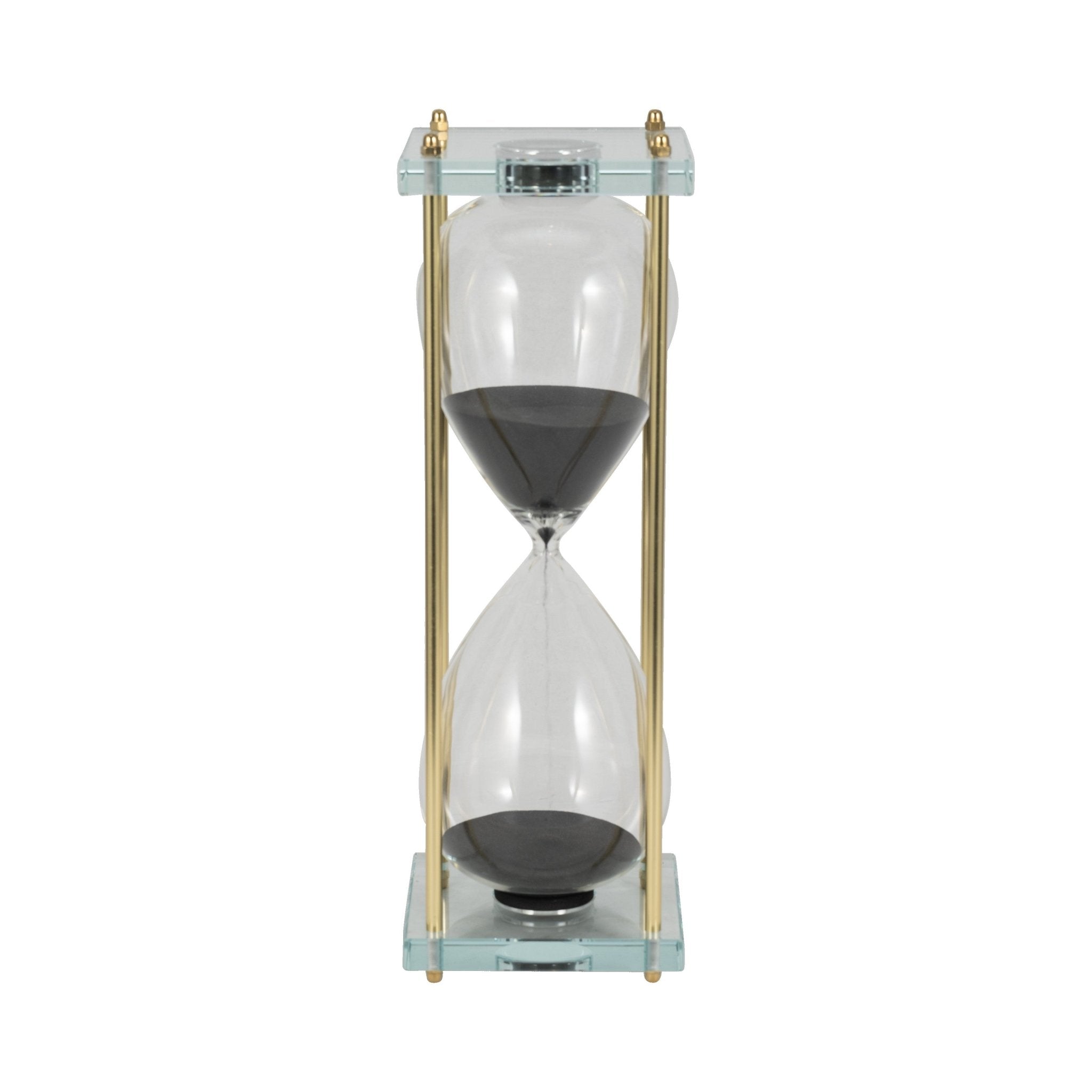 18" Reynolds Small Black & Gold Hourglass Table Decors| Sagebrook Home
