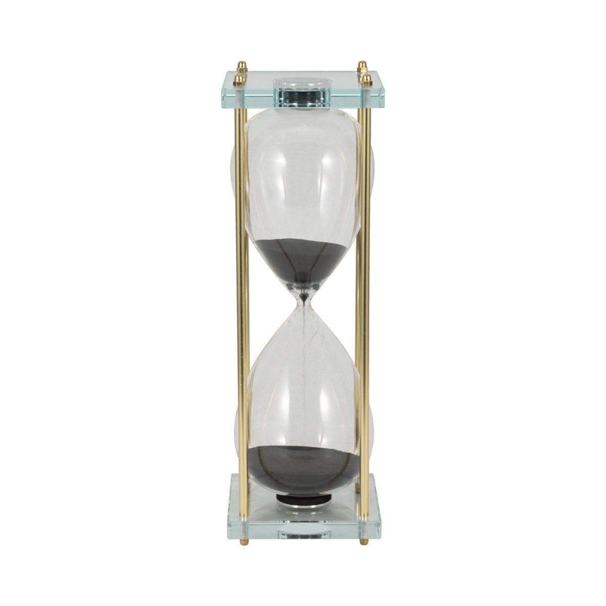 18" Reynolds Small Black & Gold Hourglass Table Decors| Sagebrook Home