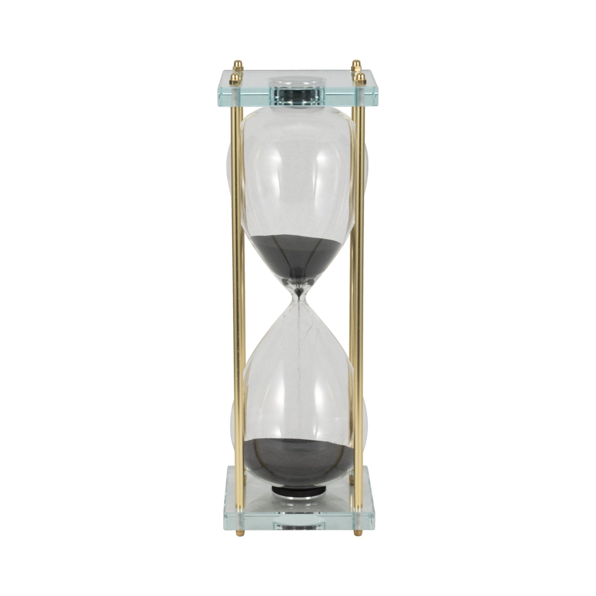18" Reynolds Small Black & Gold Hourglass Table Decors| Sagebrook Home