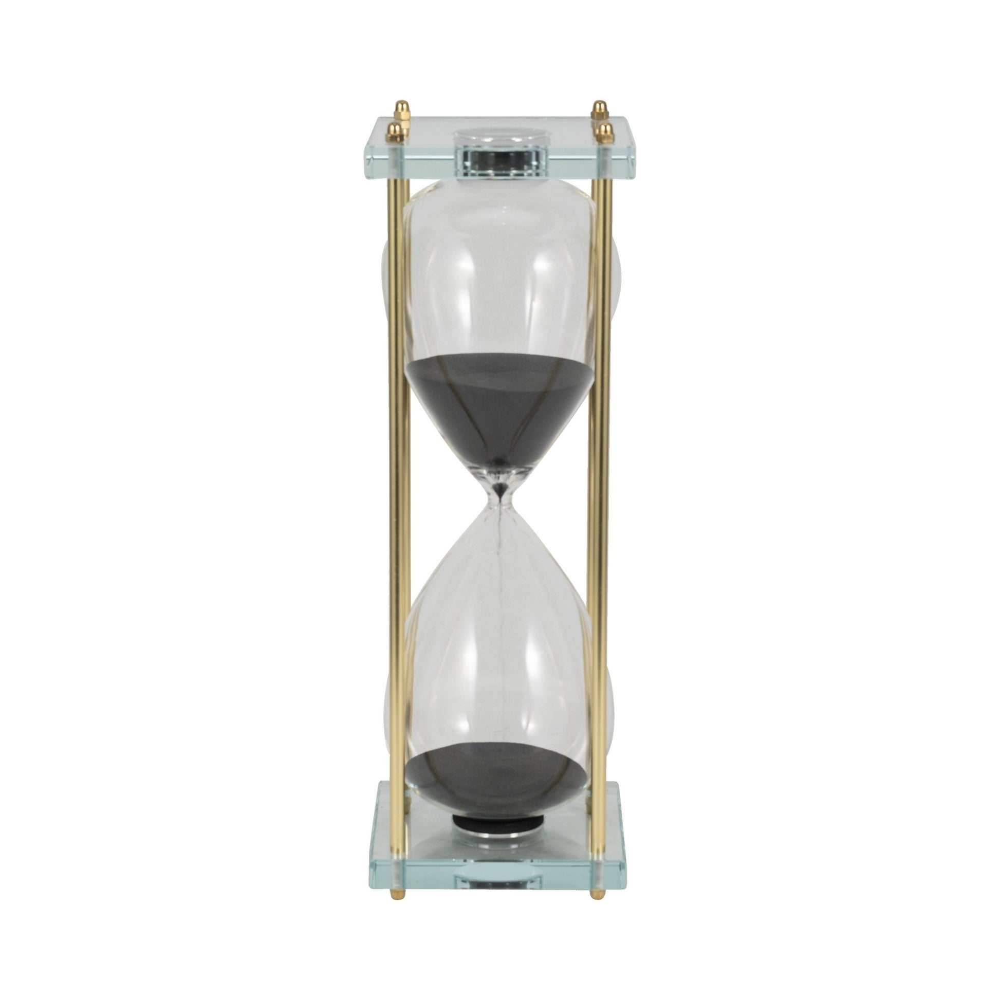 18" Reynolds Small Black & Gold Hourglass Table Decors| Sagebrook Home