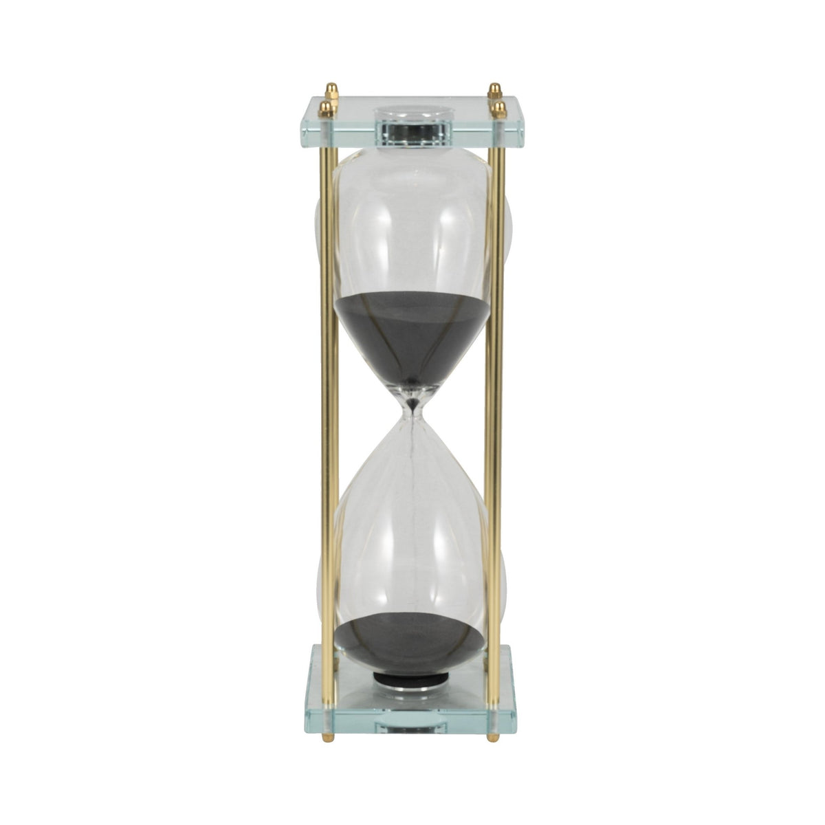 18" Reynolds Small Black & Gold Hourglass Table Decors| Sagebrook Home