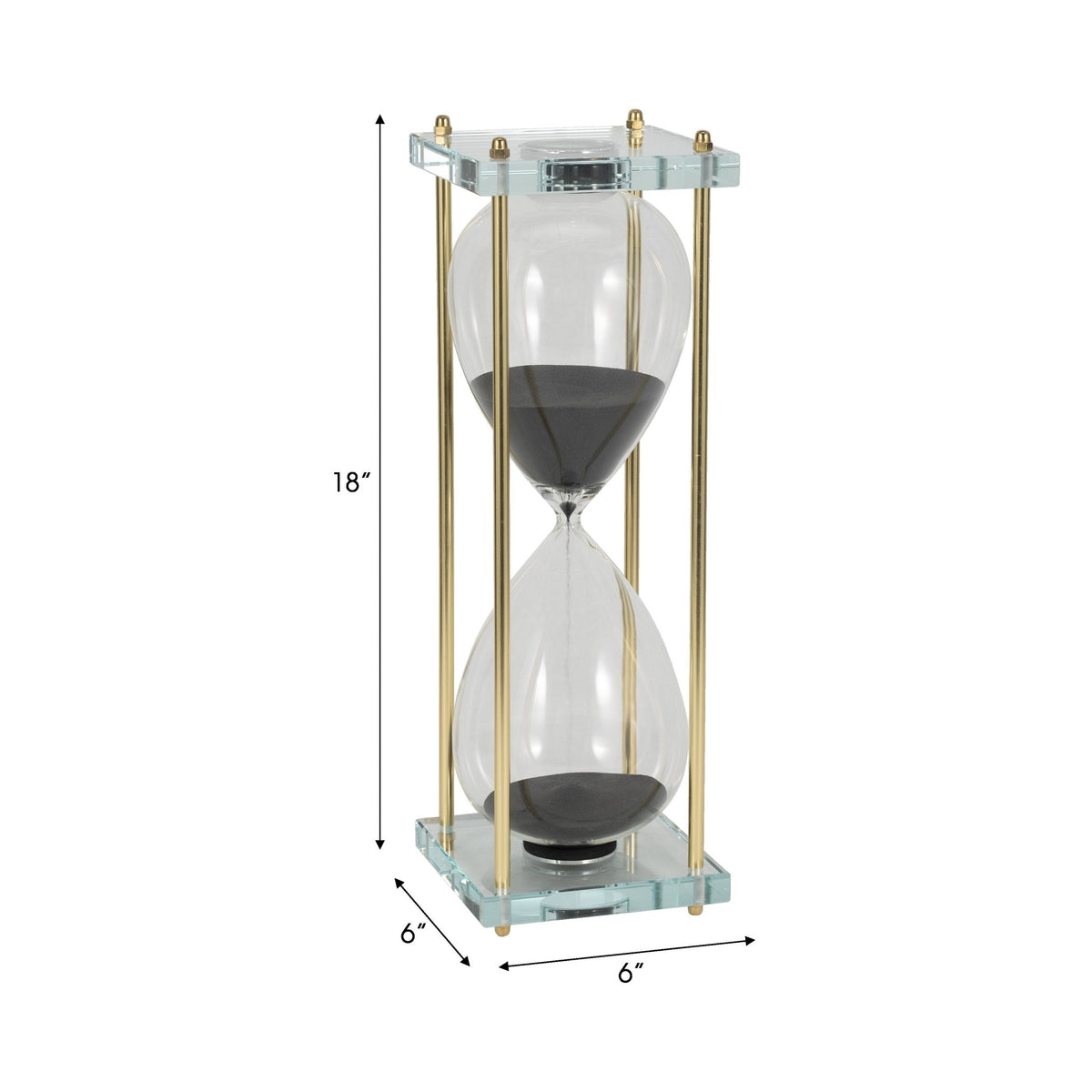18" Reynolds Small Black & Gold Hourglass Table Decors| Sagebrook Home