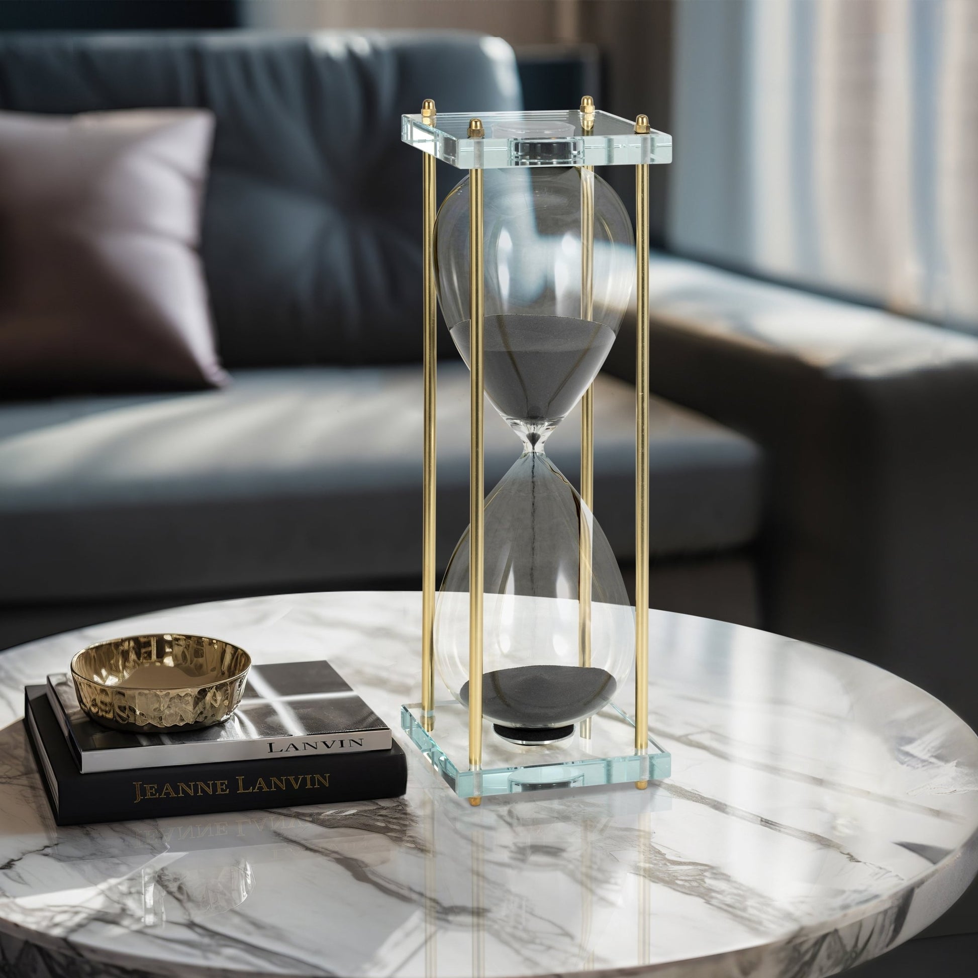 18" Reynolds Small Black & Gold Hourglass Table Decors| Sagebrook Home