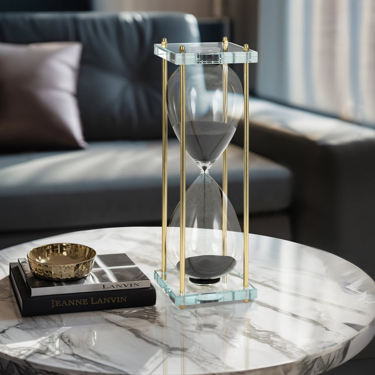 18" Reynolds Small Black & Gold Hourglass Table Decors| Sagebrook Home