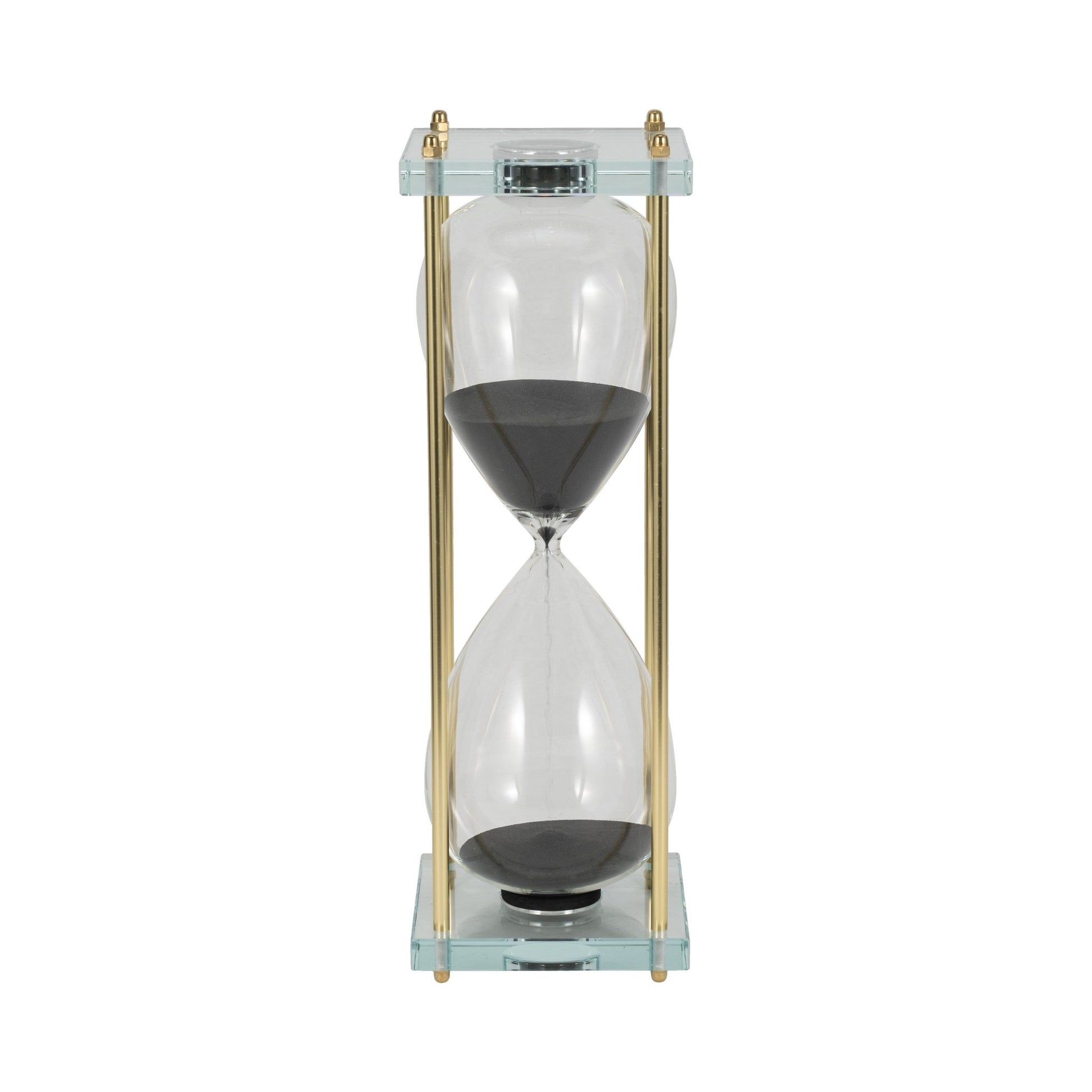 18" Reynolds Small Black & Gold Hourglass Table Decors| Sagebrook Home