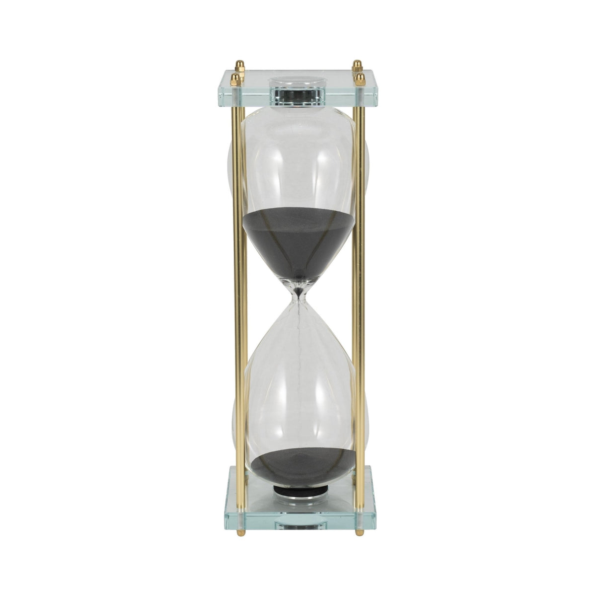 18" Reynolds Small Black & Gold Hourglass Table Decors| Sagebrook Home