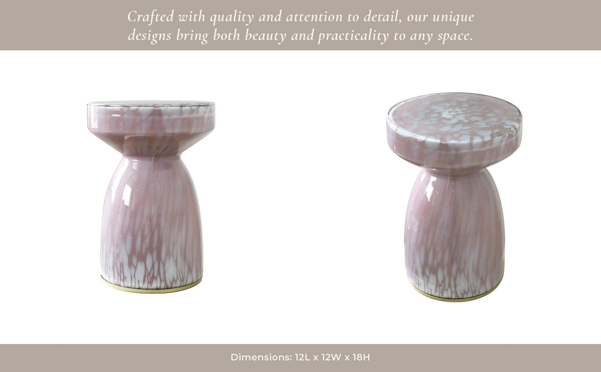 18" Rosario Small Art Glass Table, Pink Accent & End Tables| Sagebrook Home
