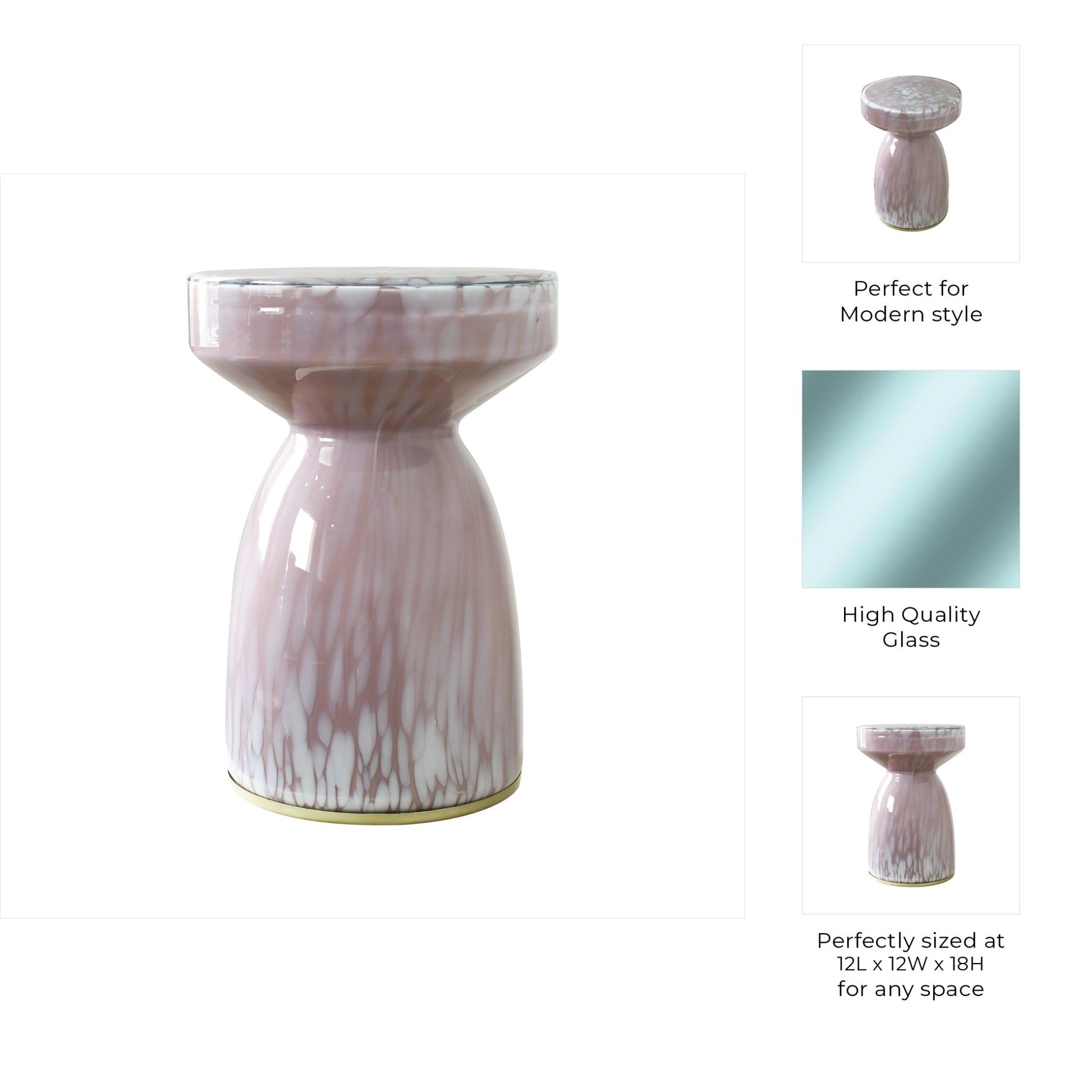 18" Rosario Small Art Glass Table, Pink Accent & End Tables| Sagebrook Home