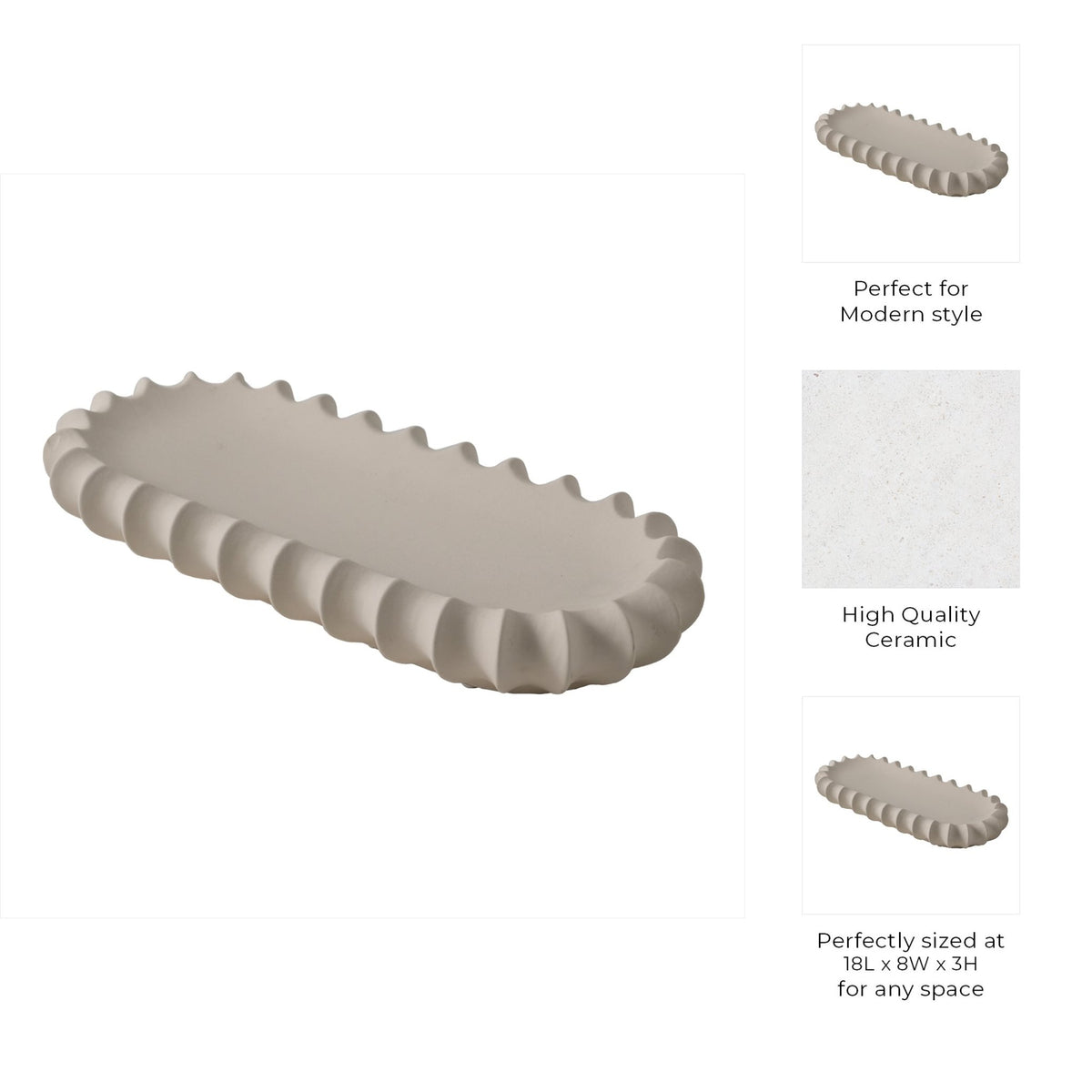 18" Tivia Ceramic Tray Table Decors| Sagebrook Home