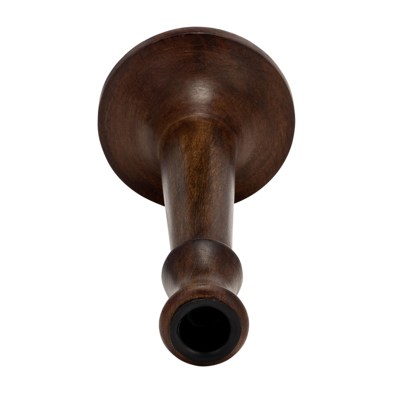 WOOD, 9H RUSTIC TAPER CANDLEHOLDER, DK BRWN