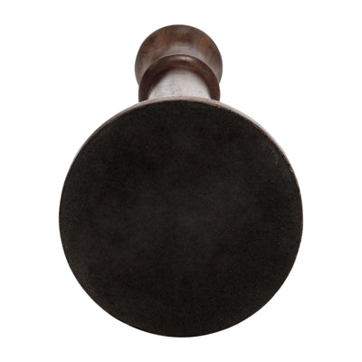 WOOD, 12H RUSTIC TAPER CANDLEHOLDER, DK BRWN