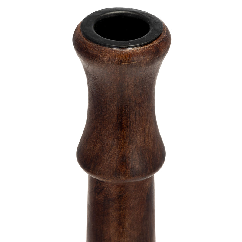 WOOD, 15H RUSTIC TAPER CANDLEHOLDER, DK BRWN