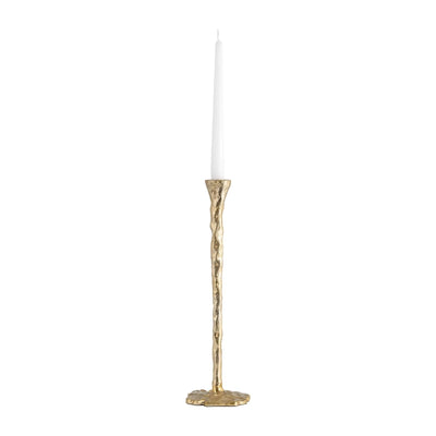 METAL, 11" FORGED TAPER CANDLEHOLDER, GOLD