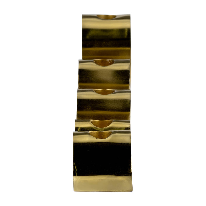 METAL, 20 RIBBON 6-TAPER CANDLE HOLDER, GOLD