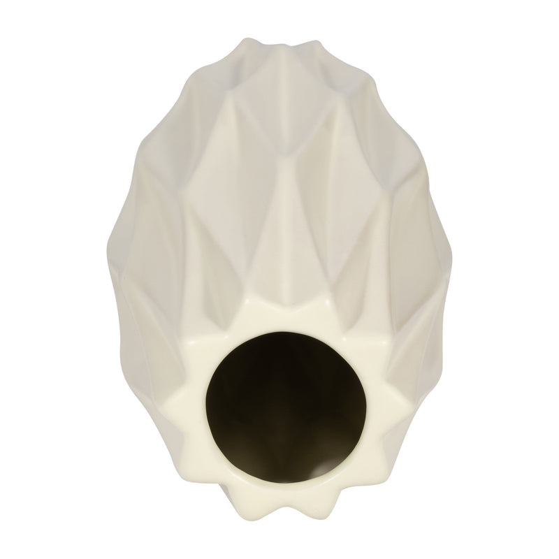 Sagebrook Home 18448-01 12 in. Ceramic Flutter Vase, Cream