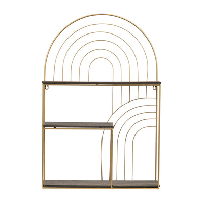METAL/WOOD, 30 ARCHES WALL SHELF, GREY/GOLD