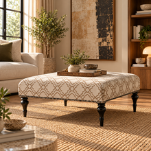 Classic Beige Patterned Ottoman