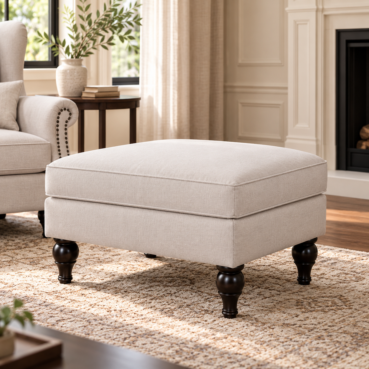 Saddle Grey Ottoman