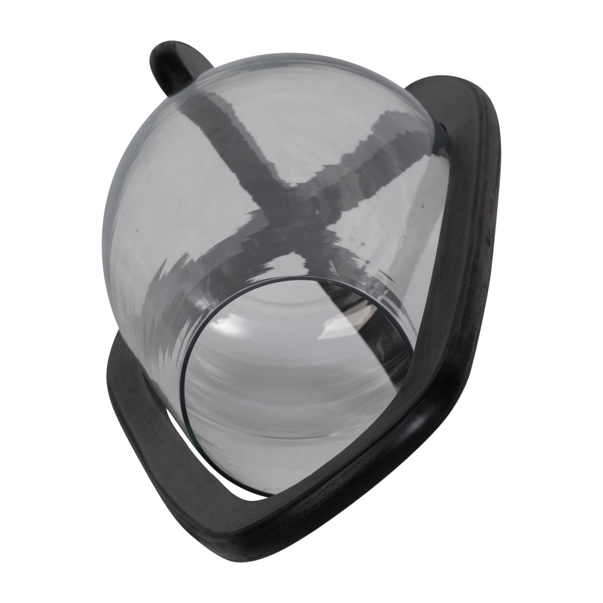 18"H GLASS LANTERN W/ WOOD HANDLE, BLACK Candle Holders| Sagebrook Home