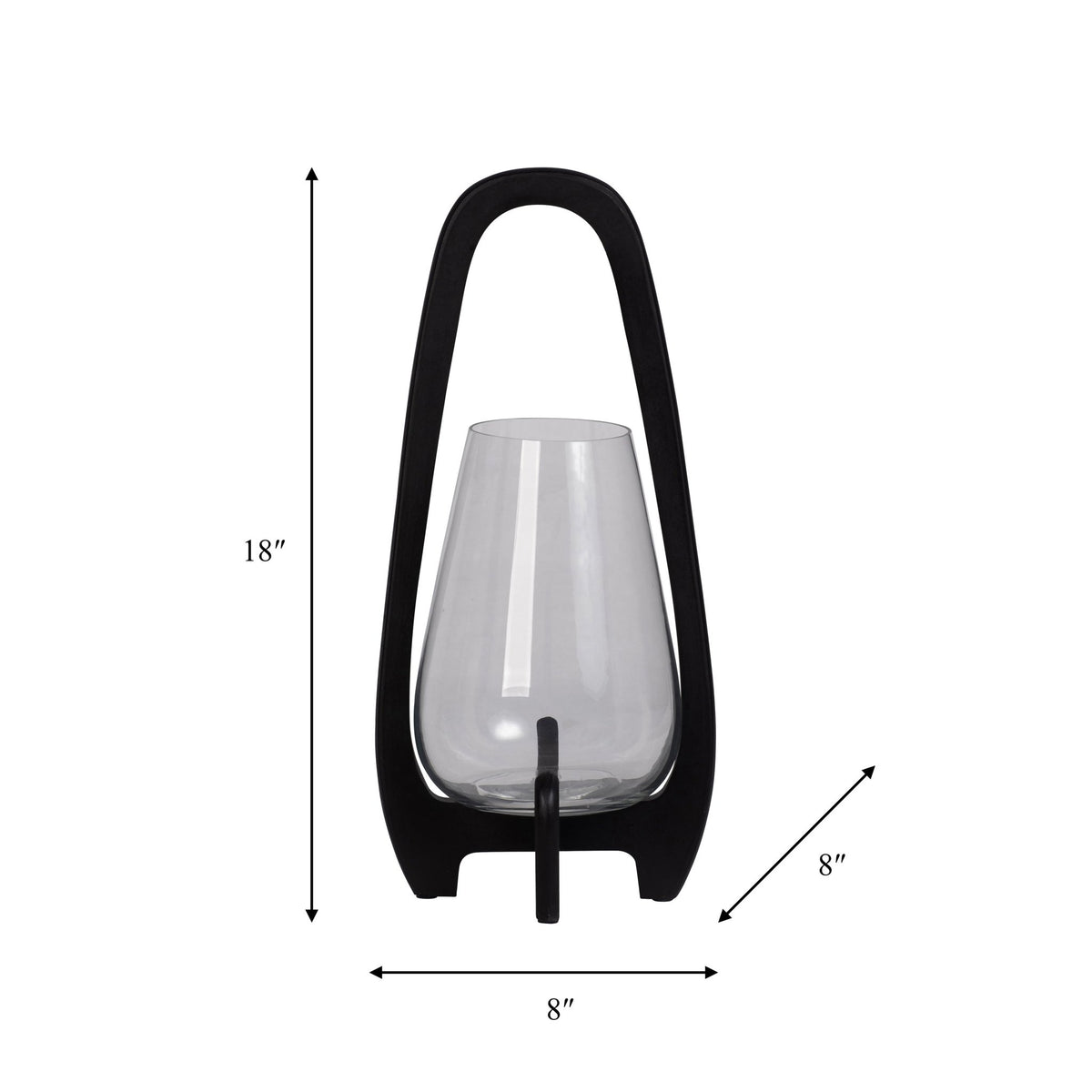 18"H GLASS LANTERN W/ WOOD HANDLE, BLACK Candle Holders| Sagebrook Home