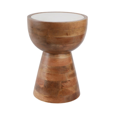 18x13" Hourglass Marble Top Accent Table,wht/natrl - Al Rugaib Furniture