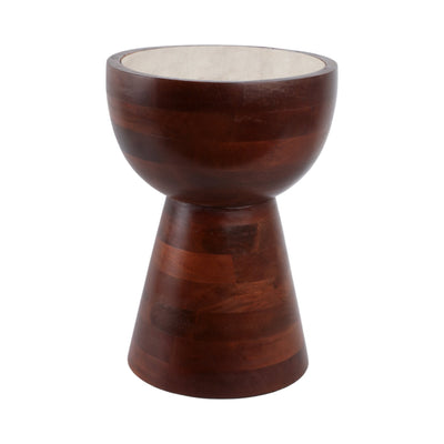 18x13" Hourglass Trvrtine Top Accent Tble,tan/wlnt - Al Rugaib Furniture